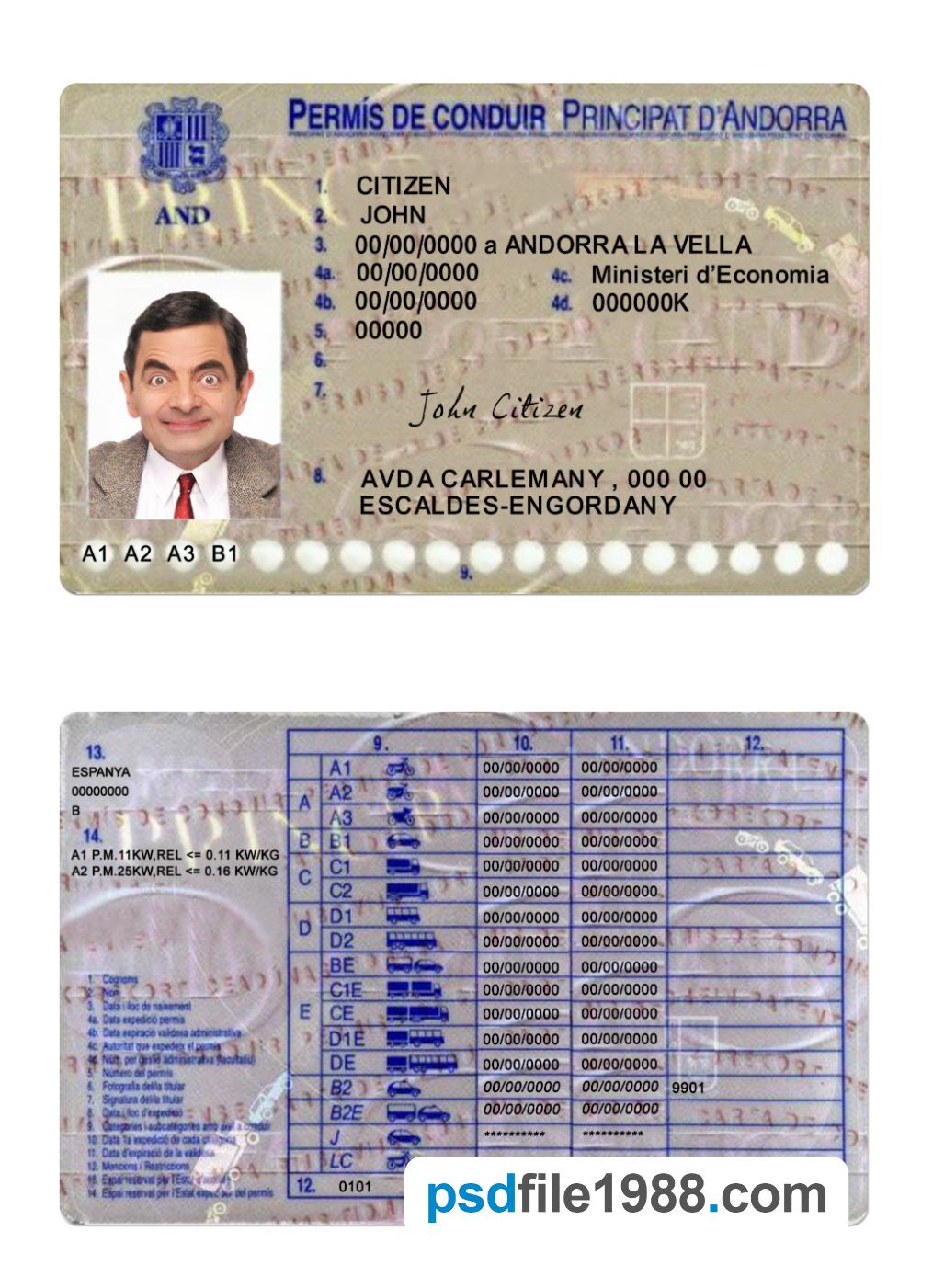 Andorra Driving License